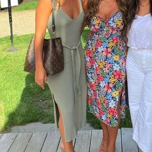 Knit Green Tie-Waist Dress